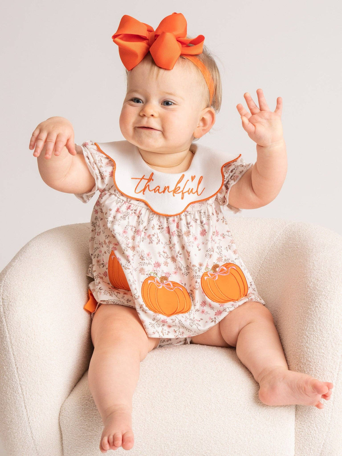Thankful Pumpkin Embroidered Outfit