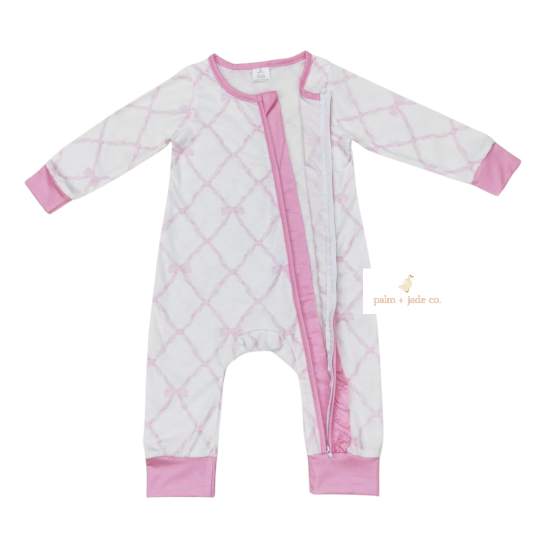 Pink Bow Bamboo Zipper Sleeper