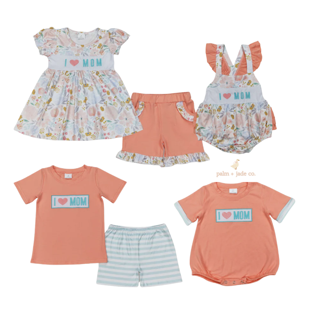 “I Love Mom” Floral Ruffle Bubble