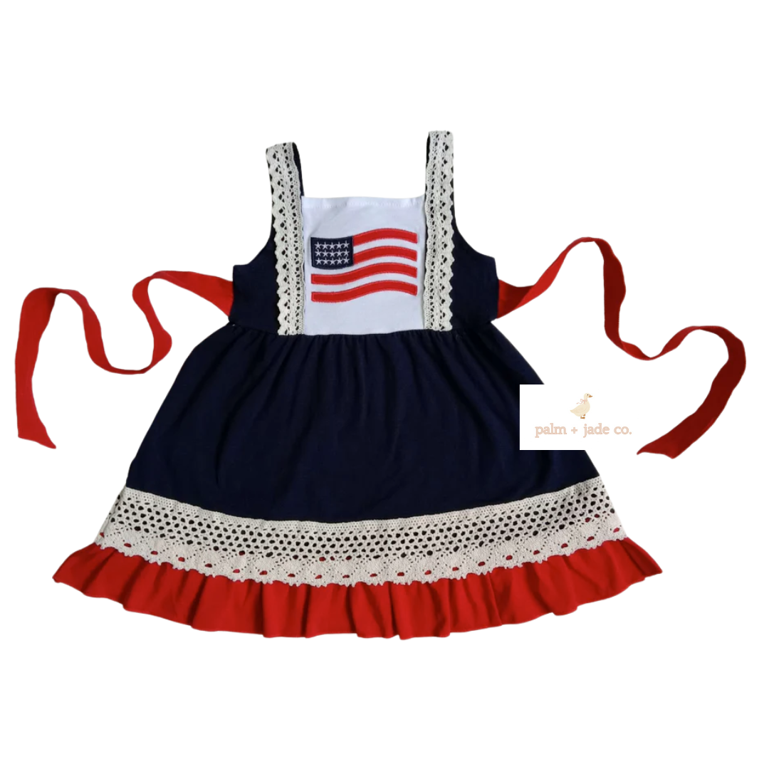 Lace American Flag Navy Dress