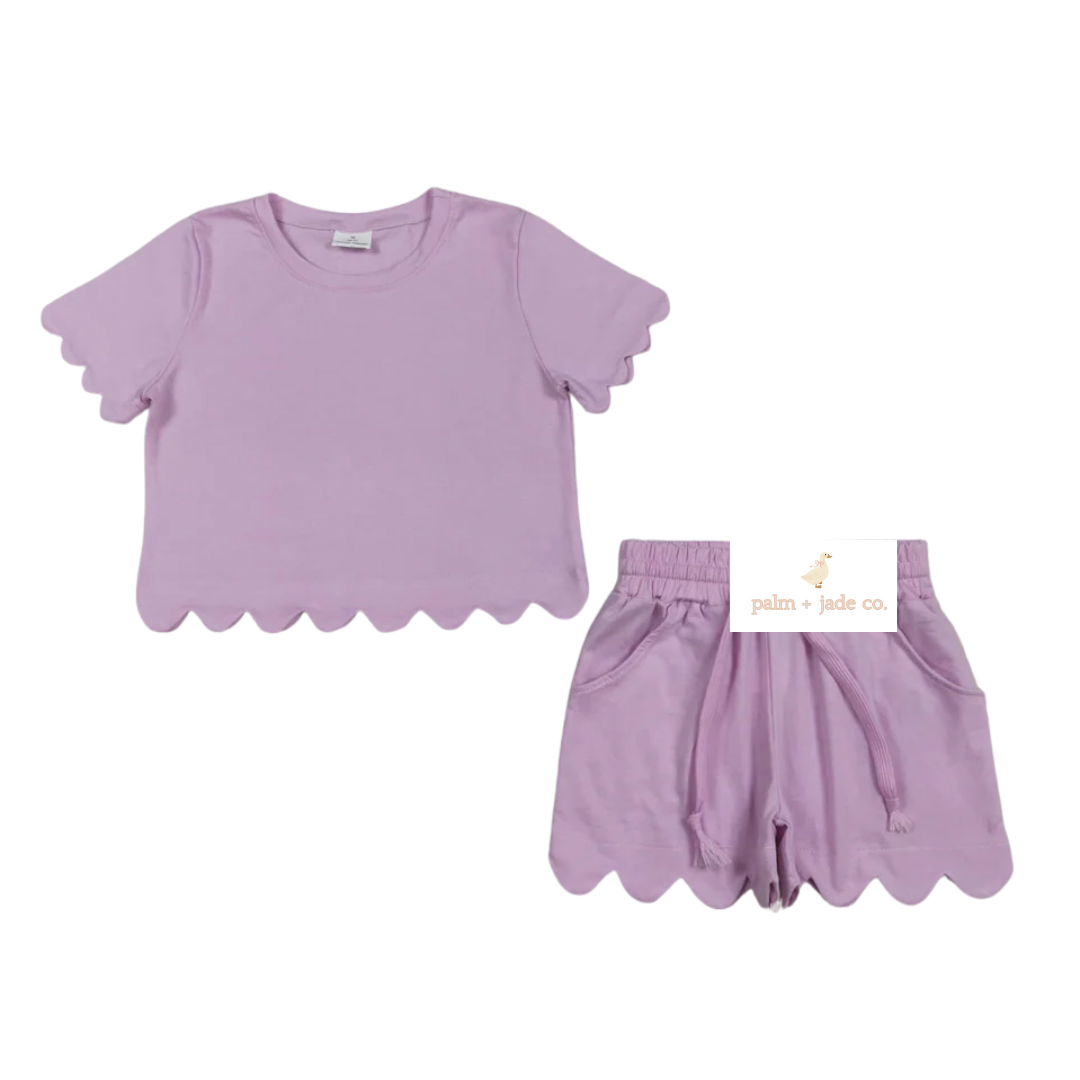 Lilac Scallop Edge Short Set