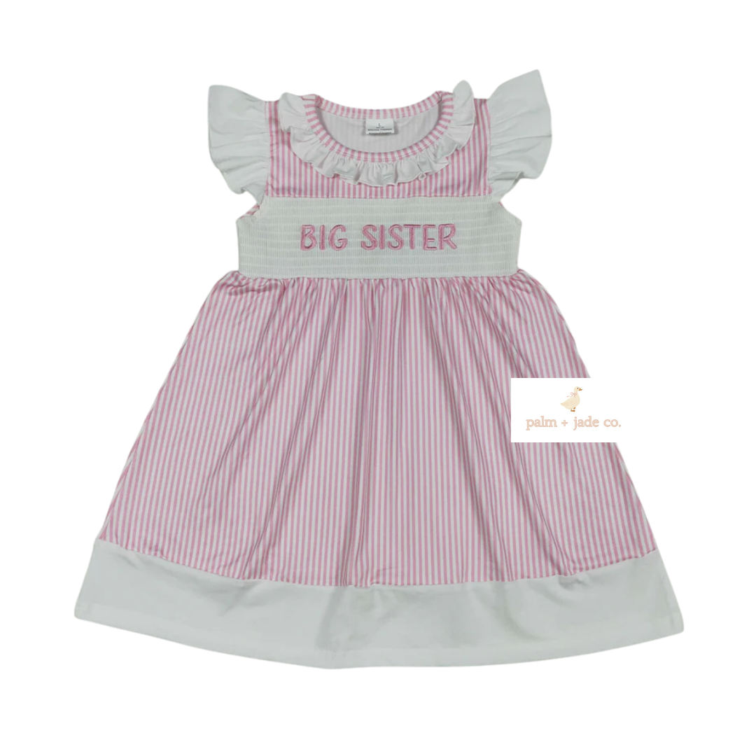 Smocked Big Sister Pink Dress