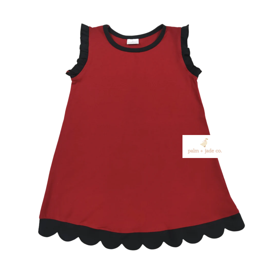 Red Black Scallop Edge Dress