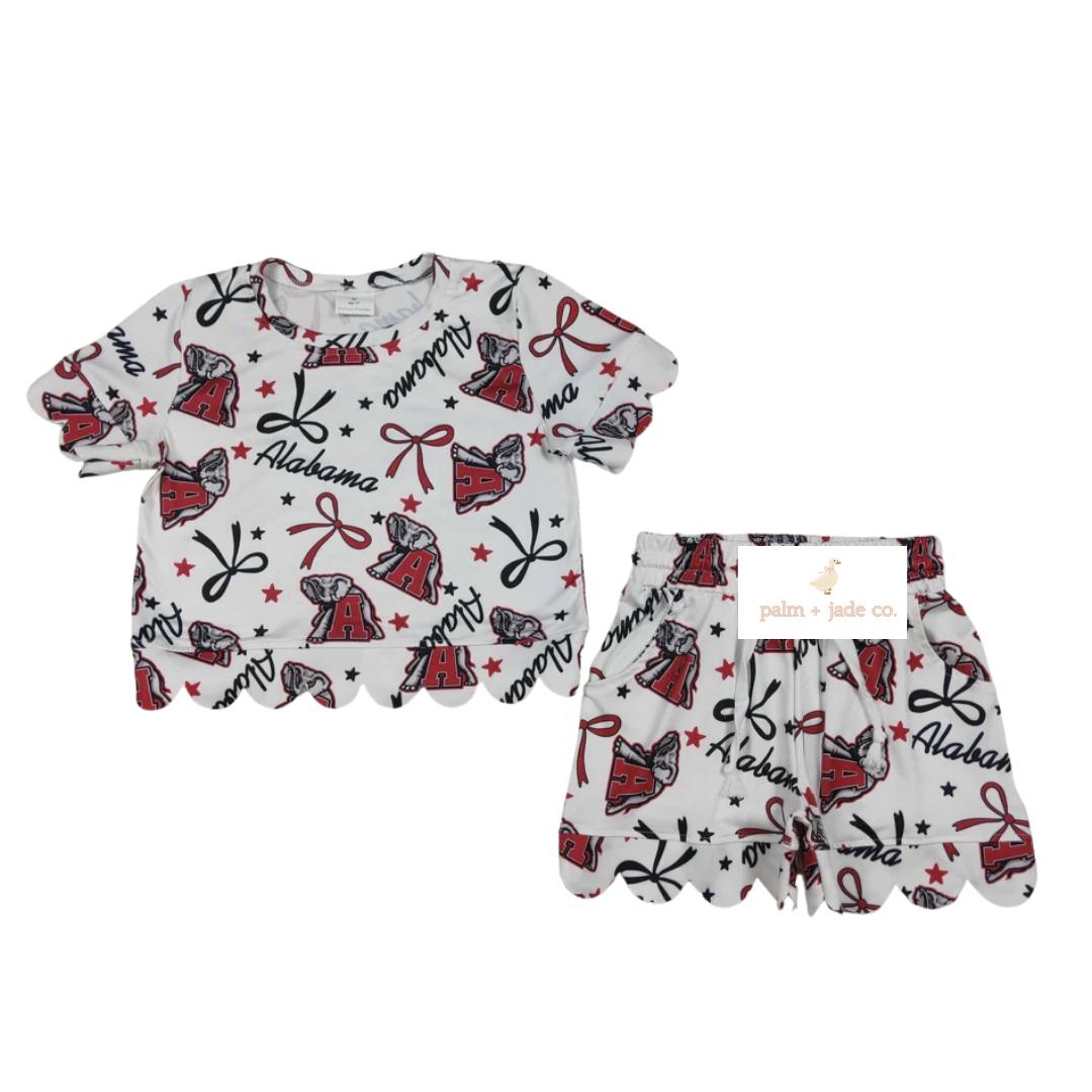 Alabama Scallop Edge Short Set