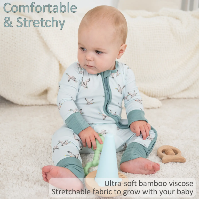 Bamboo Baby Convertible Zipper Pajama Quack Up Mallard Duck