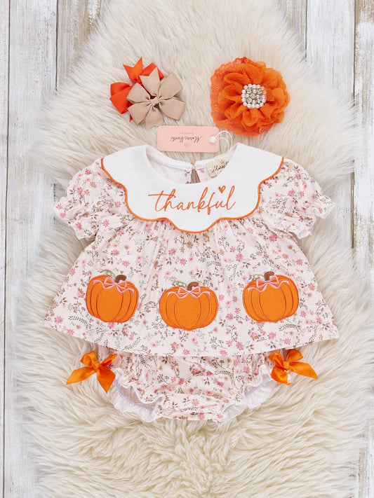 Thankful Pumpkin Embroidered Outfit