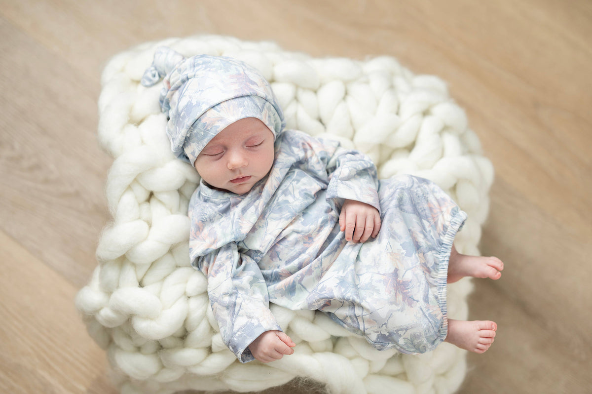Light Camo Baby Gown Set: 0-3 Months