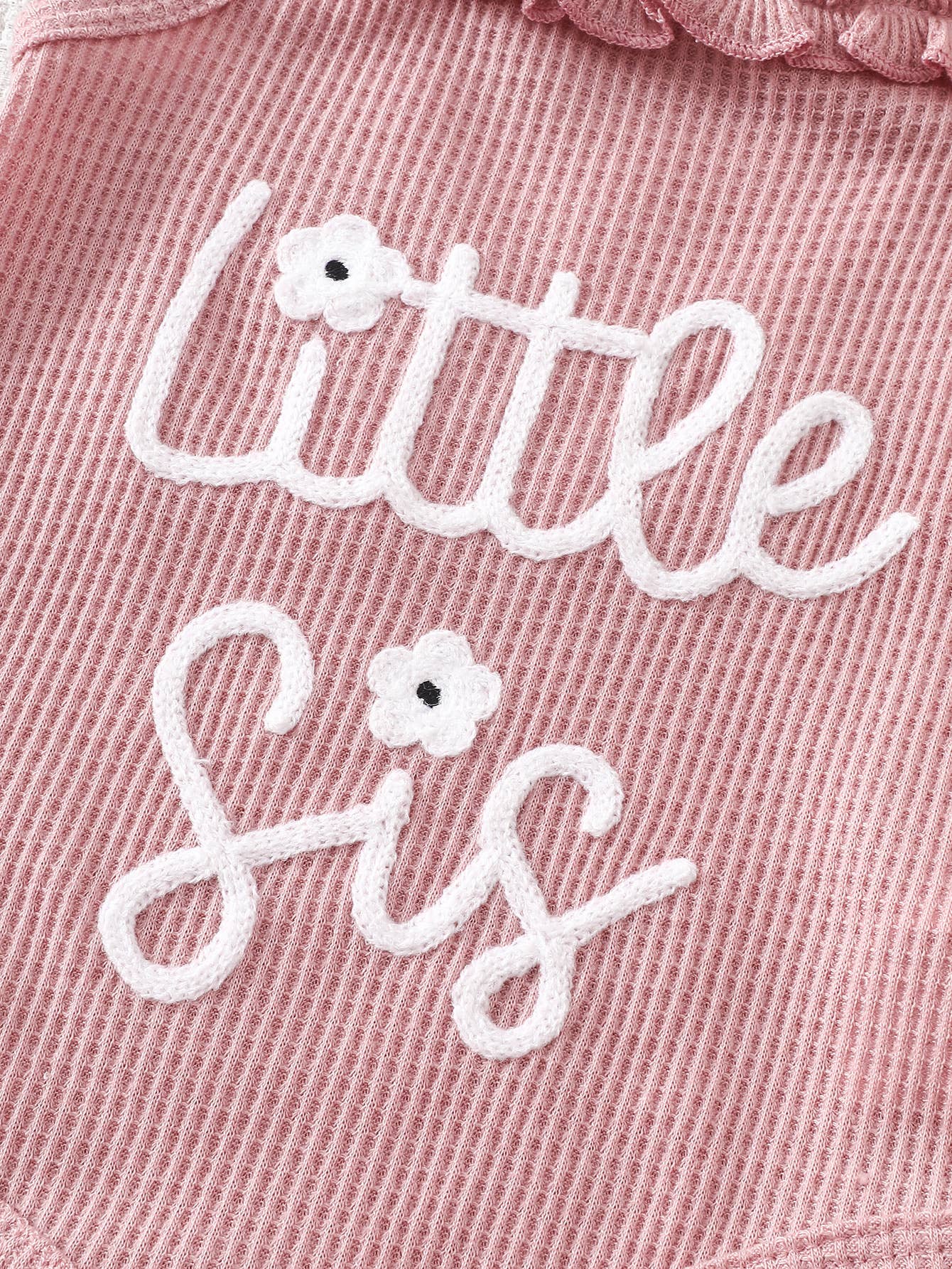 Baby Girl Little Sis Romper Bloomers Set With Bow Headband: Beige