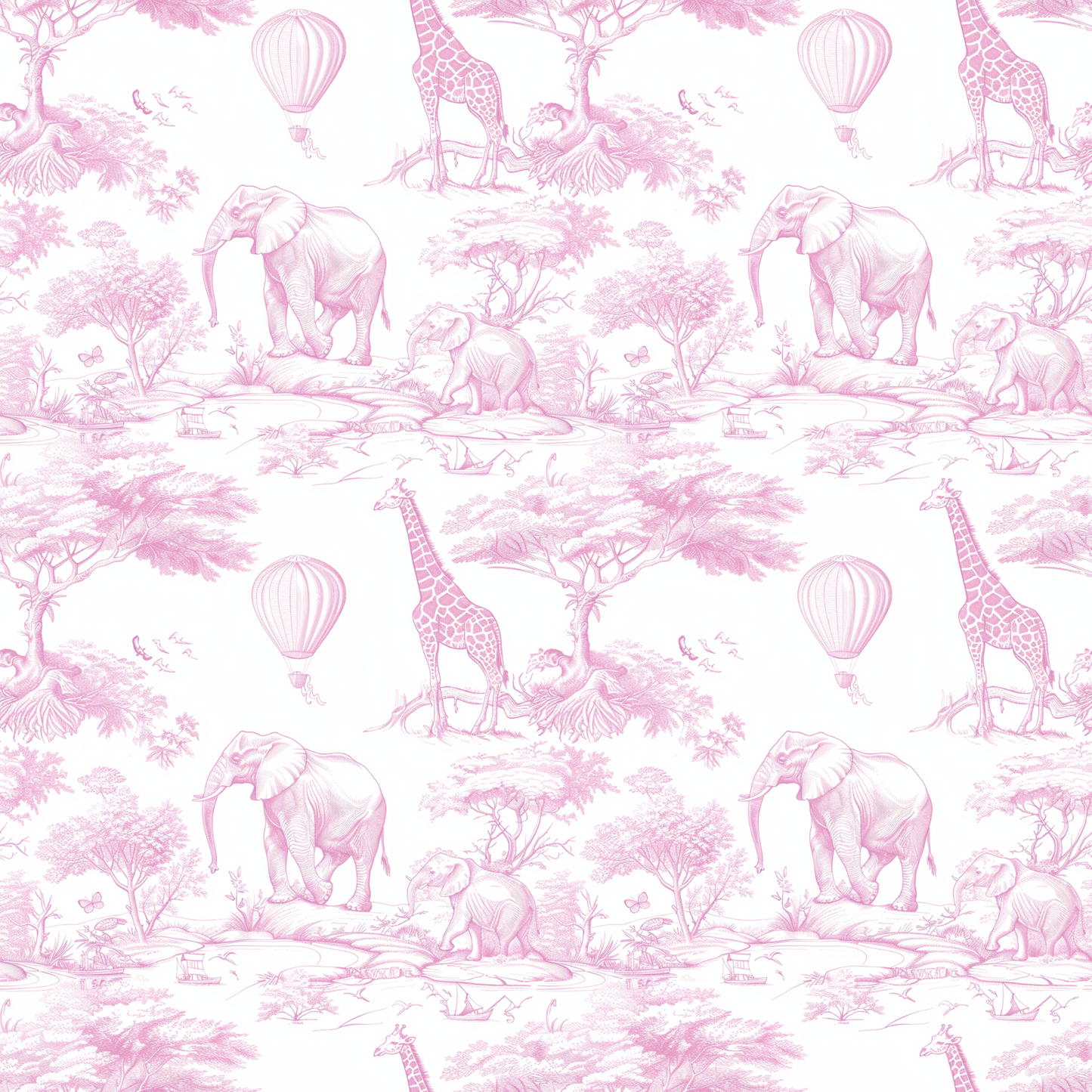 Newborn Swaddle Sash Maternity Sash Toile de Jouy Safari : Pink