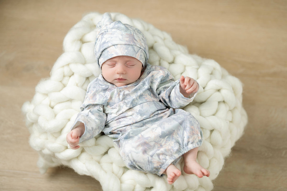 Light Camo Baby Gown Set: 0-3 Months