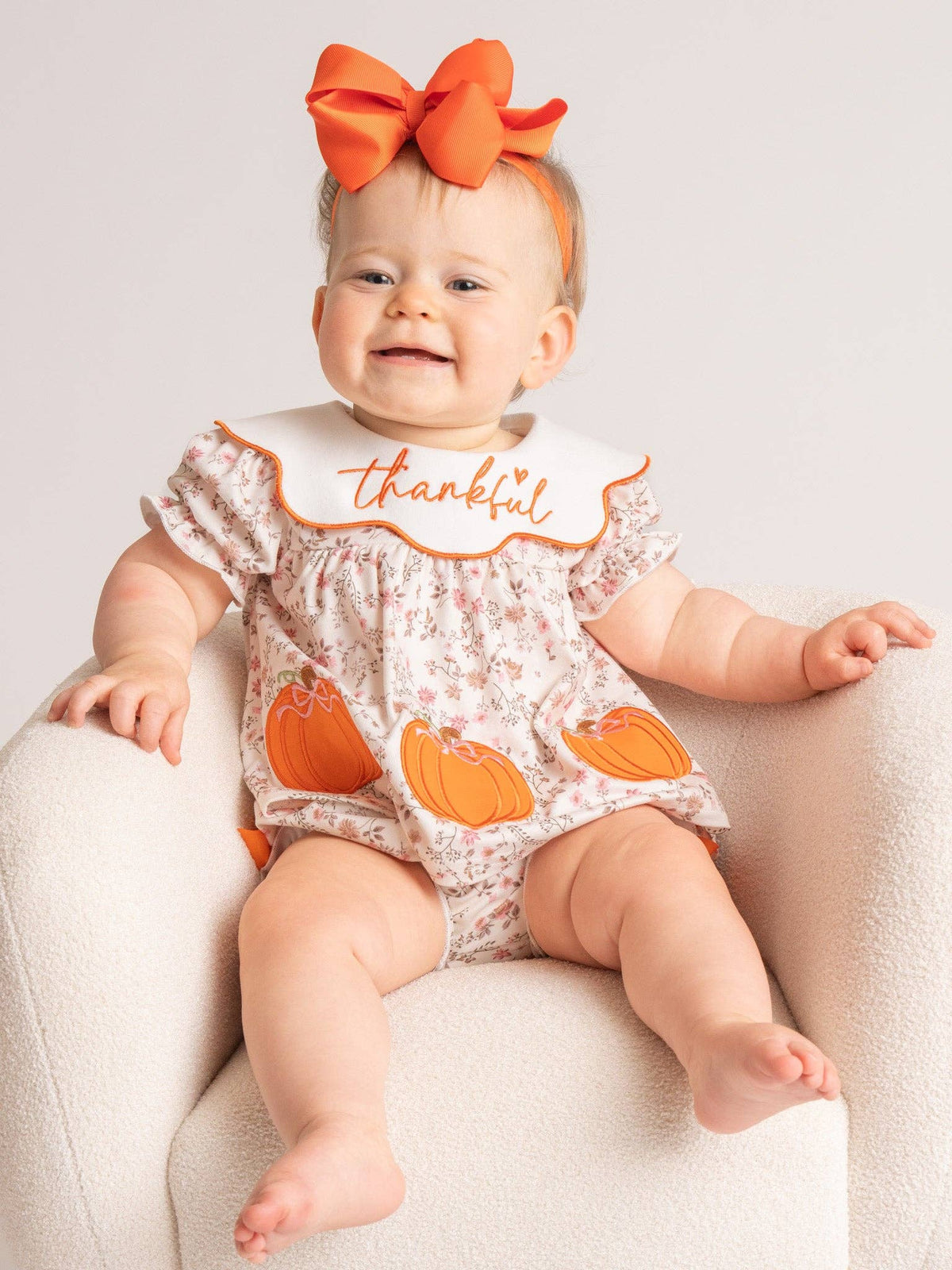 Thankful Pumpkin Embroidered Outfit