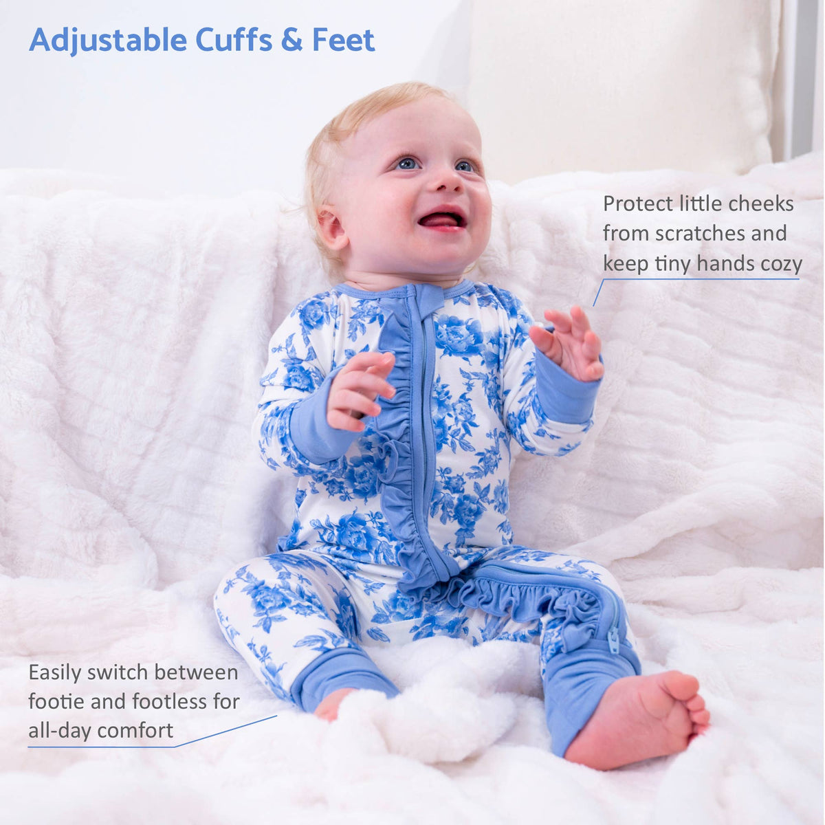 Bamboo Zipper Pajama Peony 6-12 m
