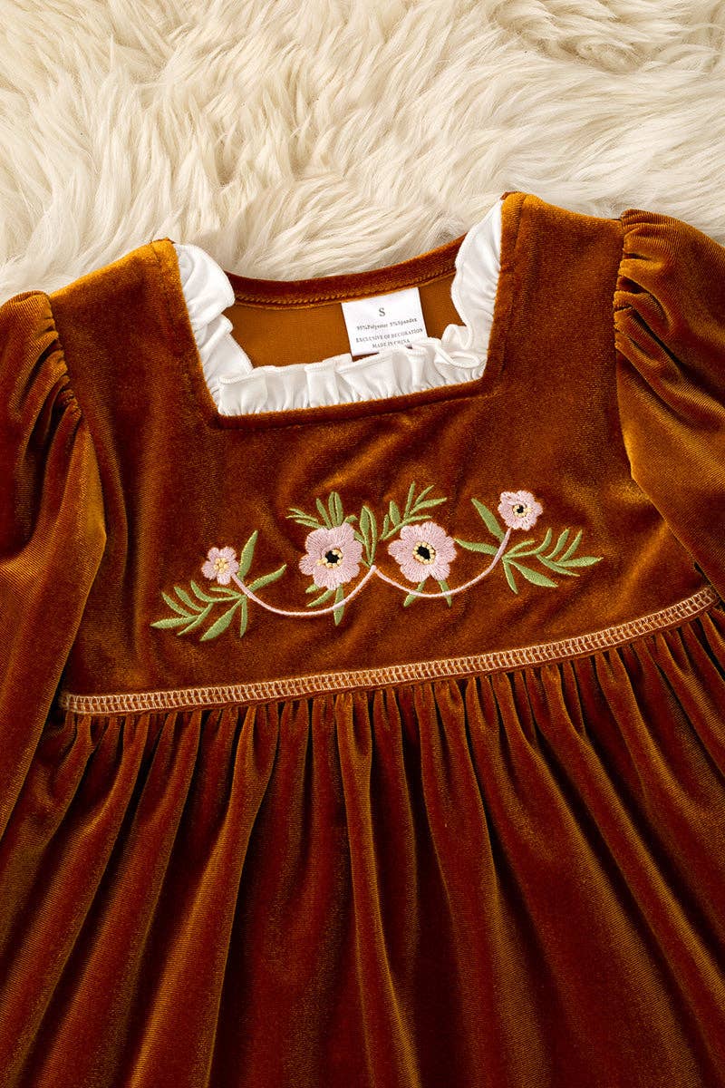 Golden brown Velvet Dress