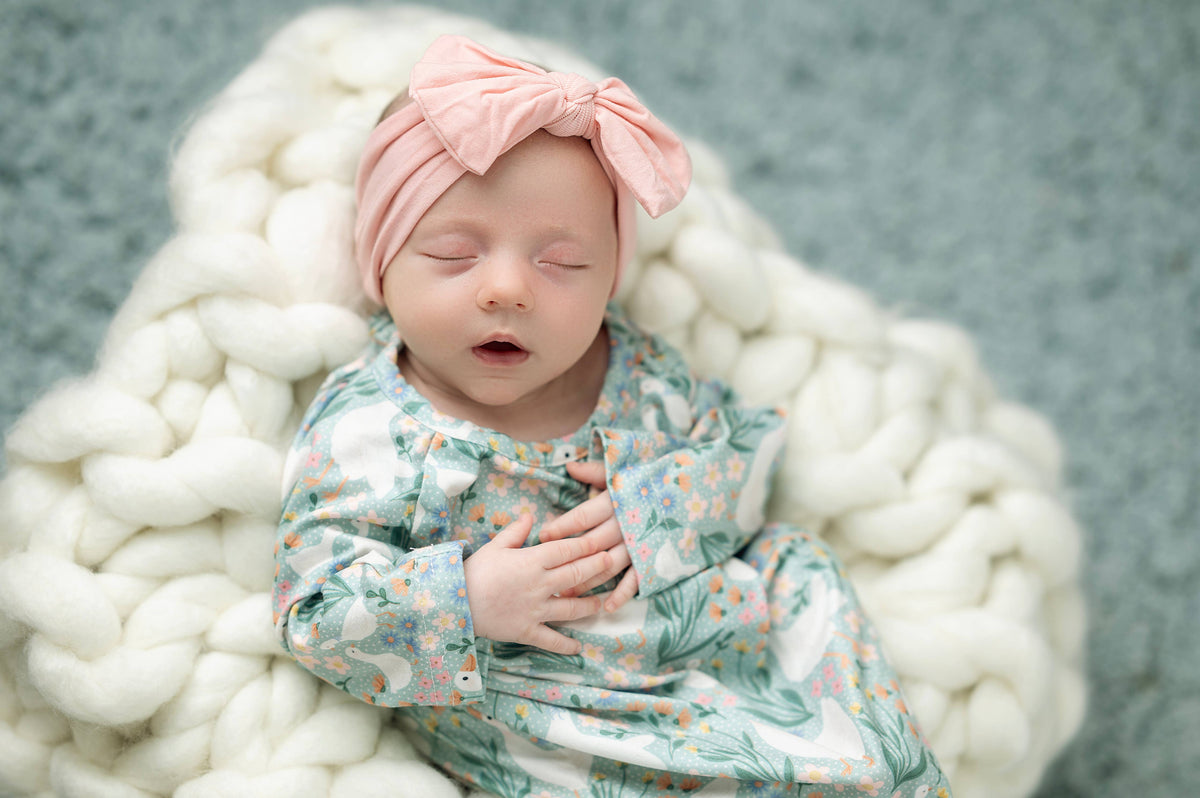 Green Duck Baby Gown Set: 0-3 Months