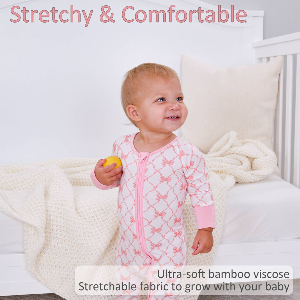 Bamboo Zipper Pajama Bows: Newborn