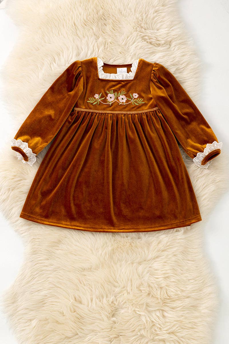 Golden brown Velvet Dress
