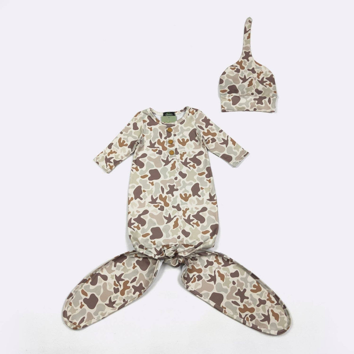 Muted Camo Knotted Gown 0-3m