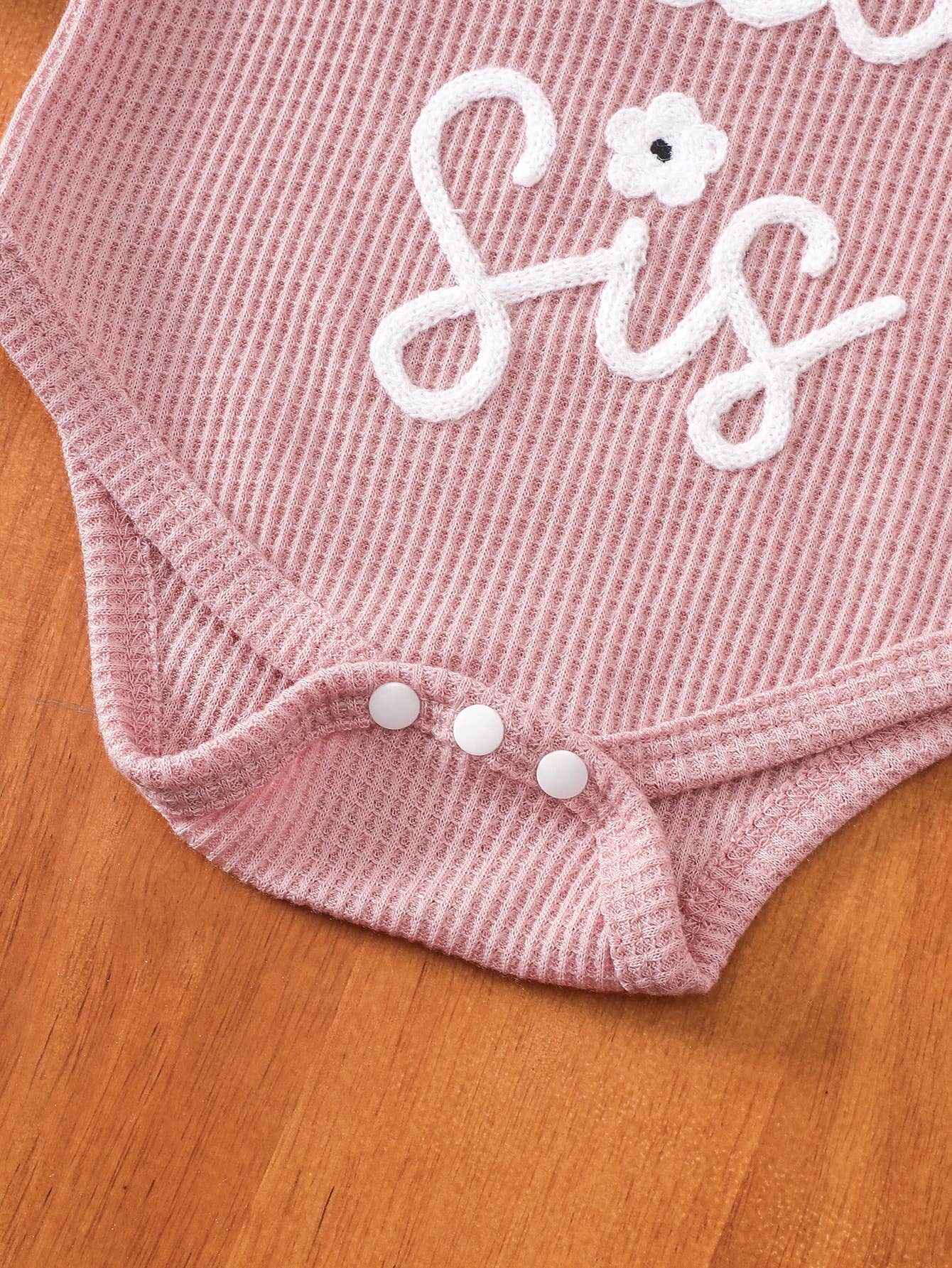 Baby Girl Little Sis Romper Bloomers Set With Bow Headband: Beige