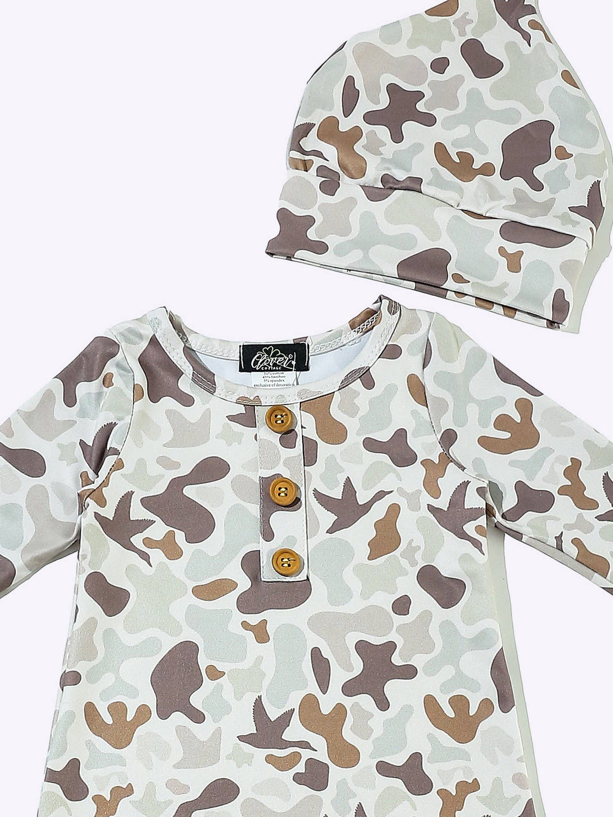 Muted Camo Knotted Gown 0-3m