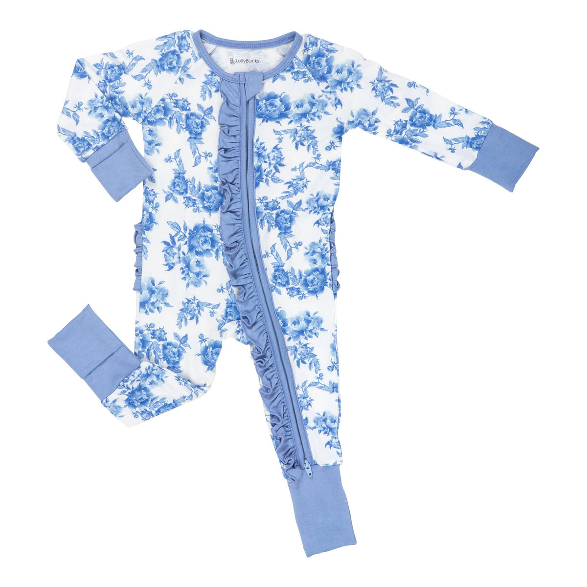 Bamboo Zipper Pajama Peony 6-12 m