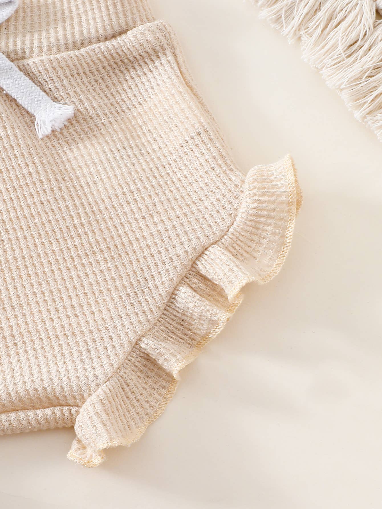 Baby Girl Little Sis Romper Bloomers Set With Bow Headband: Beige