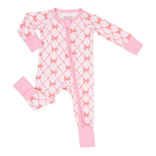 Bamboo Zipper Pajama Bows: Newborn