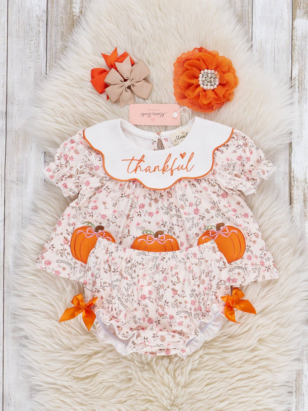 Thankful Pumpkin Embroidered Outfit