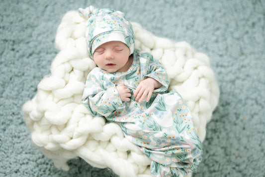 Green Duck Baby Gown Set: 0-3 Months