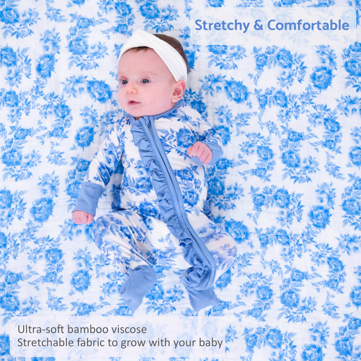 Bamboo Zipper Pajama Peony 6-12 m