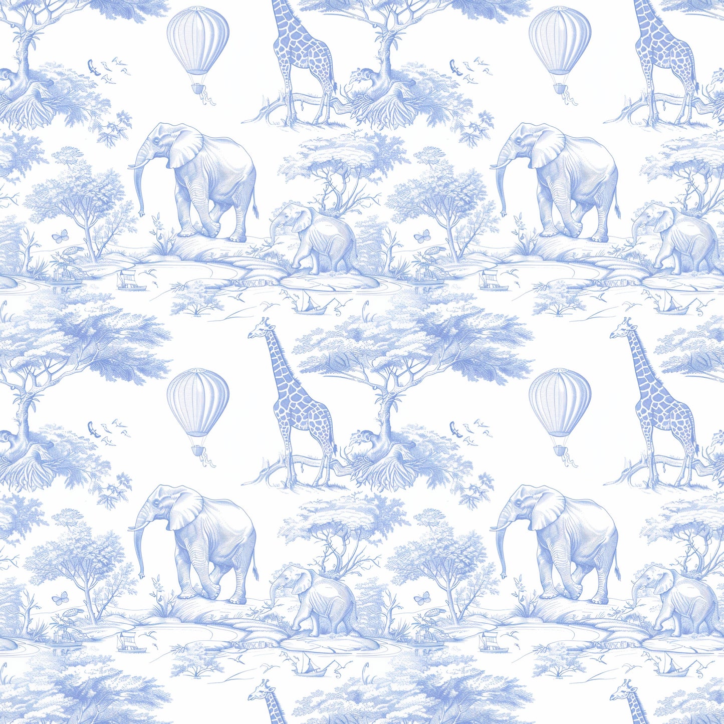 Newborn Swaddle Sash Maternity Sash Toile de Jouy Safari : Blue
