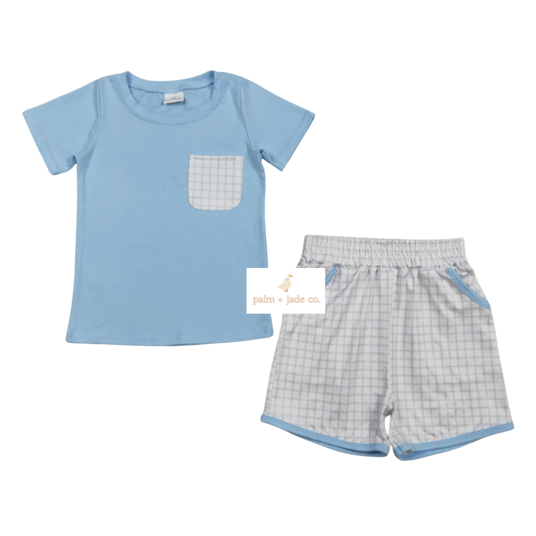 Bluebell Plaid Short Set