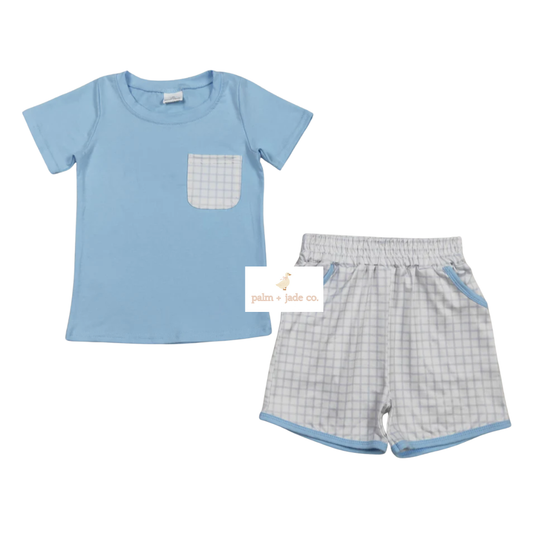 Bluebell Plaid Short Set