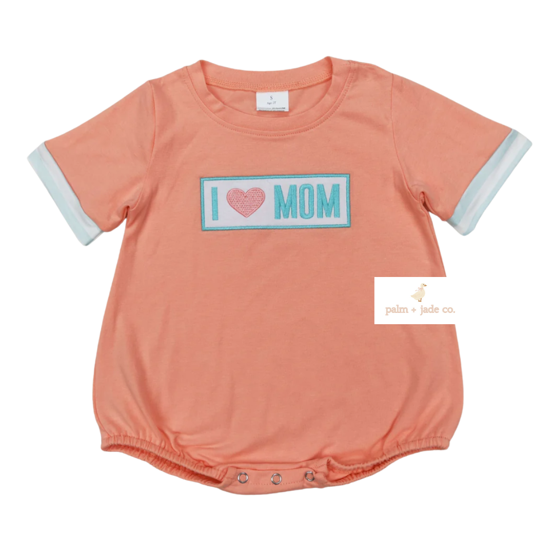 “I Love Mom” Bubble Romper