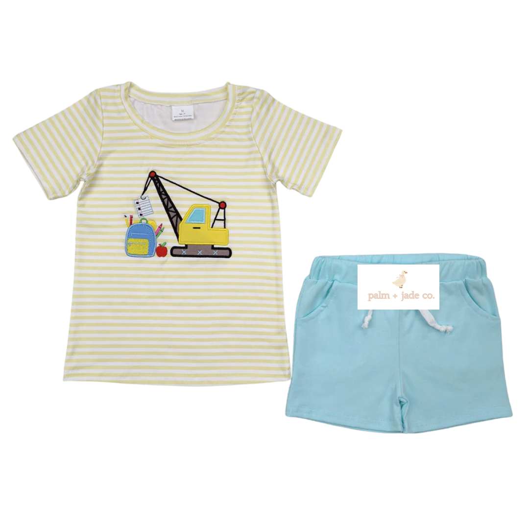 Back to School Excavator Short Set