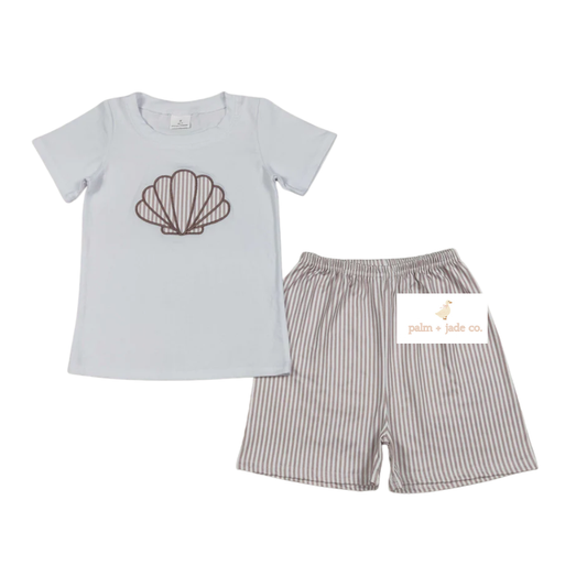 Ivory Shell Appliqué Short Set