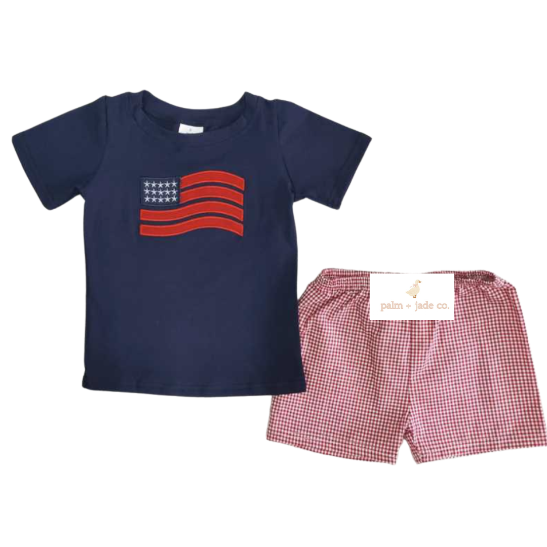 Navy American Flag Short Set
