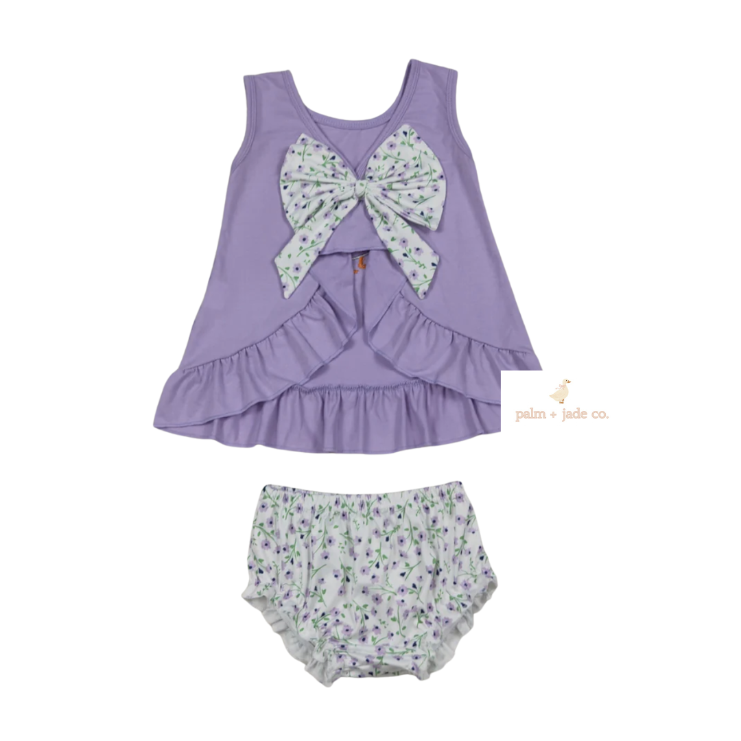 Lavender Goose Bow Back Bloomer Set