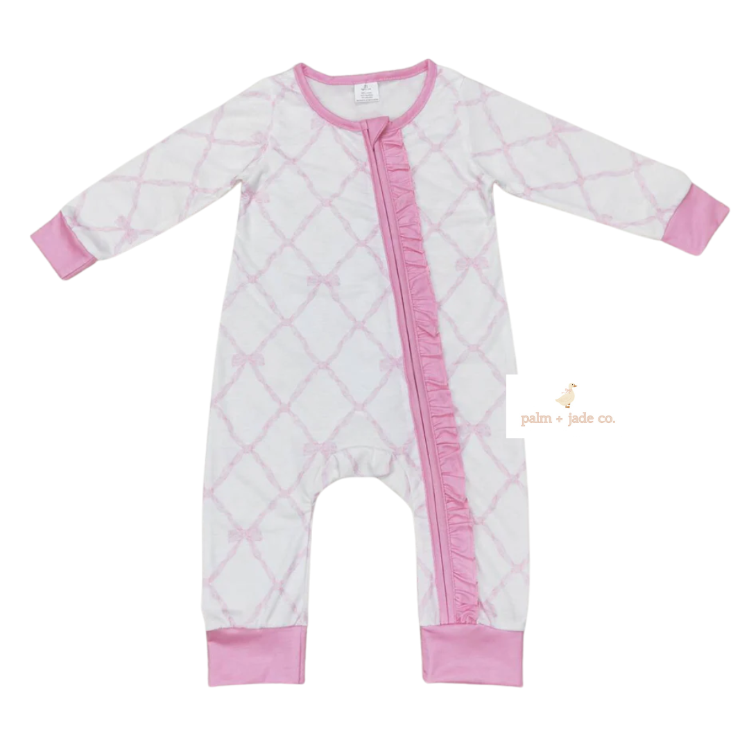 Pink Bow Bamboo Zipper Sleeper
