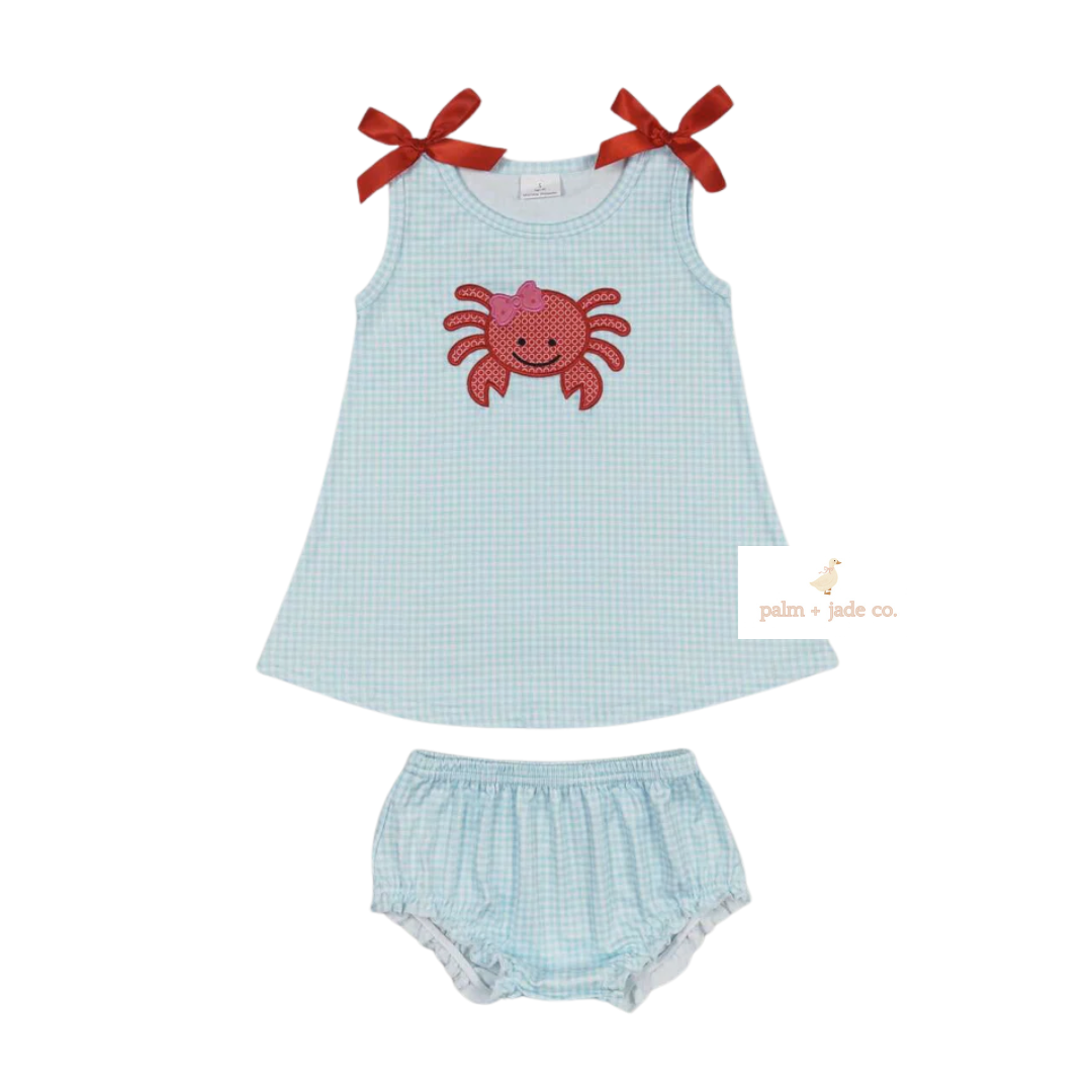Gingham Crab Bloomer Set