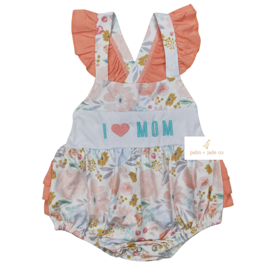 “I Love Mom” Floral Ruffle Bubble