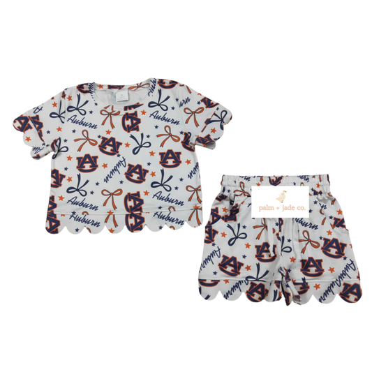 Auburn Scallop Edge Short Set