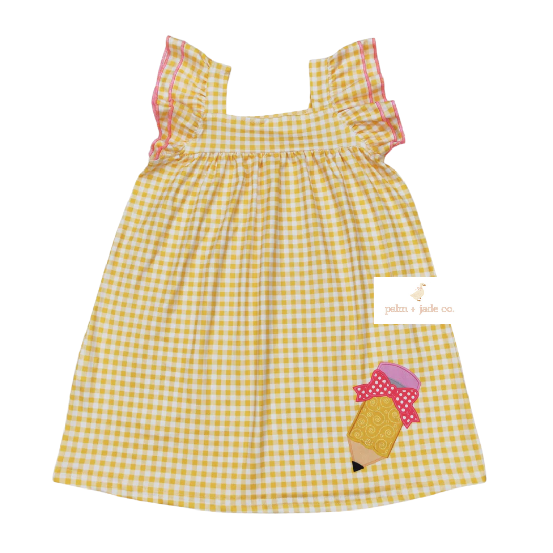 Yellow Plaid Pencil Back to School Dress