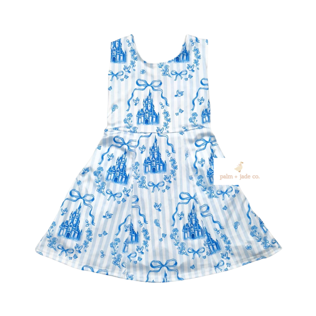 Cinderella's Castle Blue Bow Yoga Dress