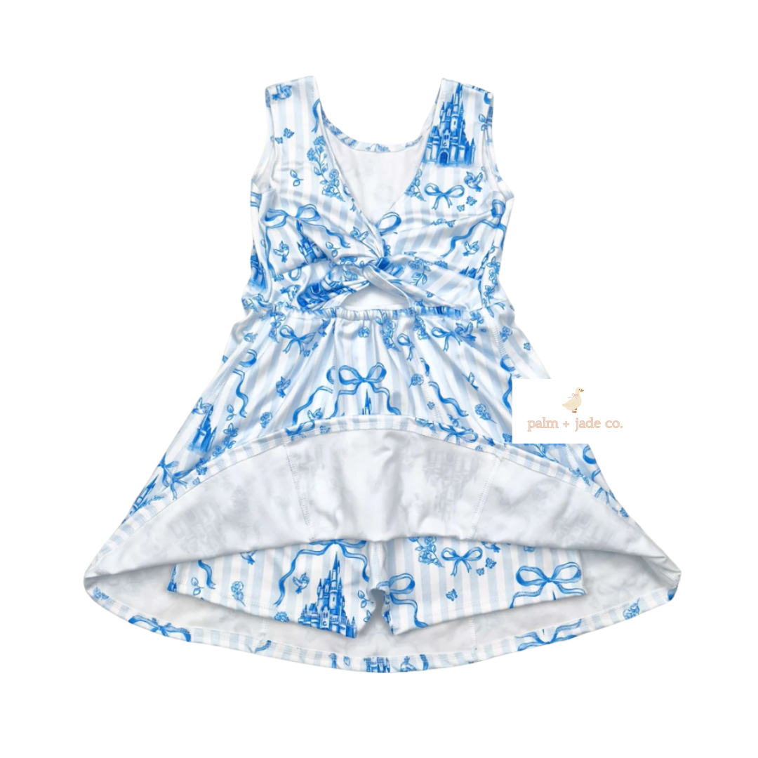 Cinderella's Castle Blue Bow Yoga Dress