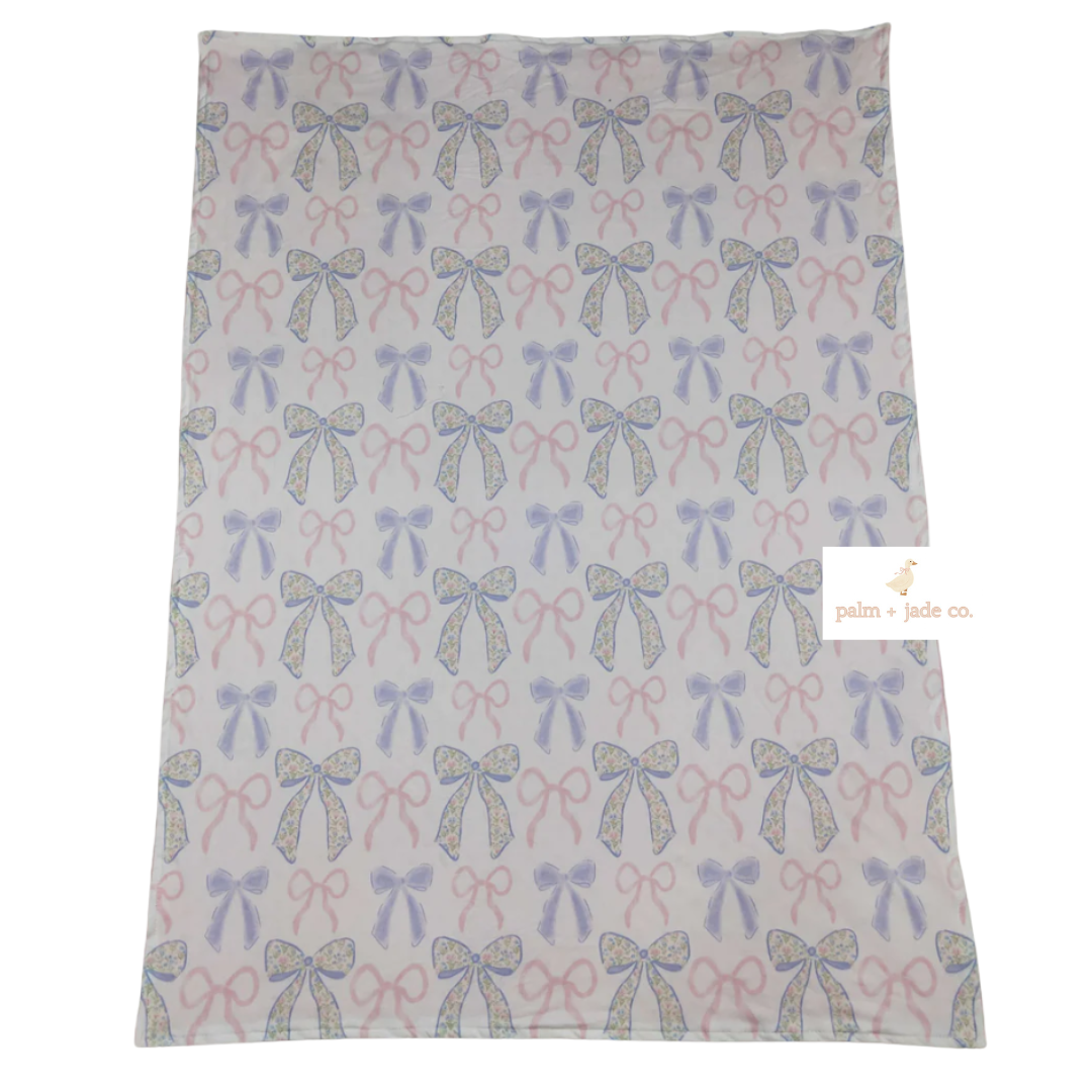Blush Bow Baby Blanket