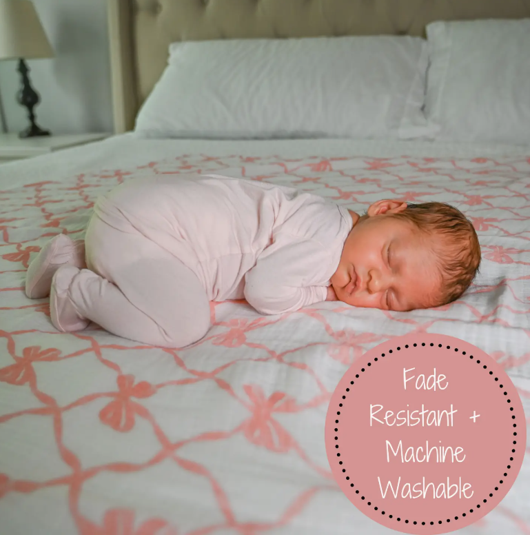 Baby Muslin Swaddle Blanket 47x47 Beautiful Bows