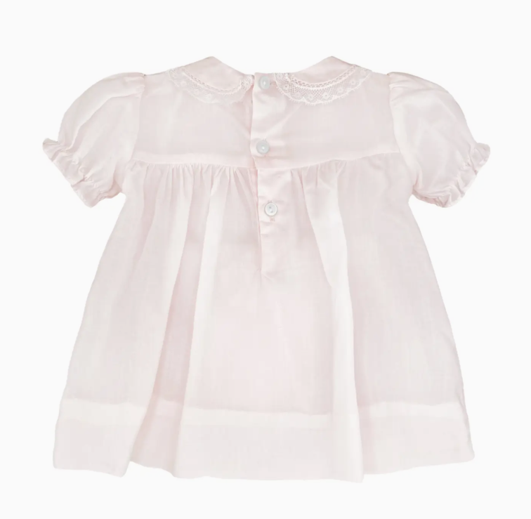 Pink Fully Smocked Dress with Lace