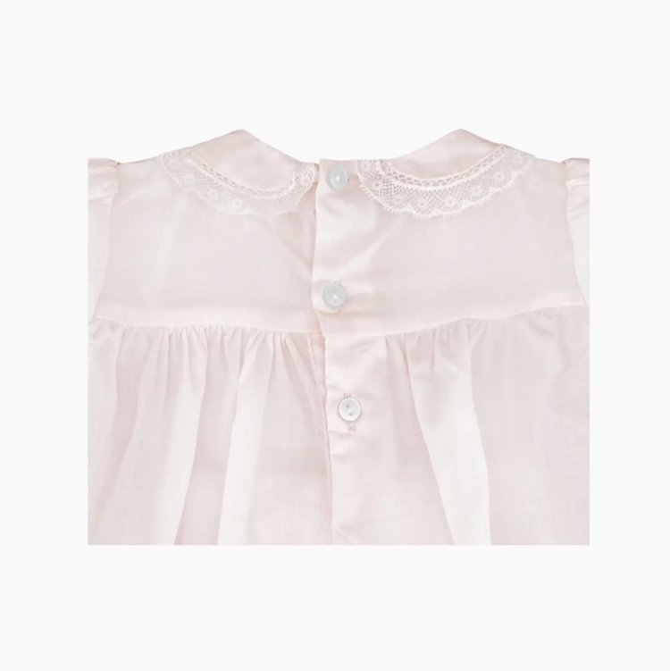 Pink Fully Smocked Dress with Lace