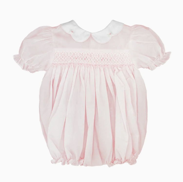 Pink Hand Embroidered Smocked Bubble