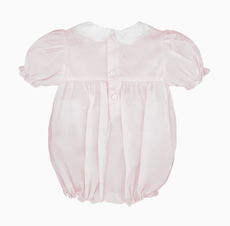 Pink Hand Embroidered Smocked Bubble